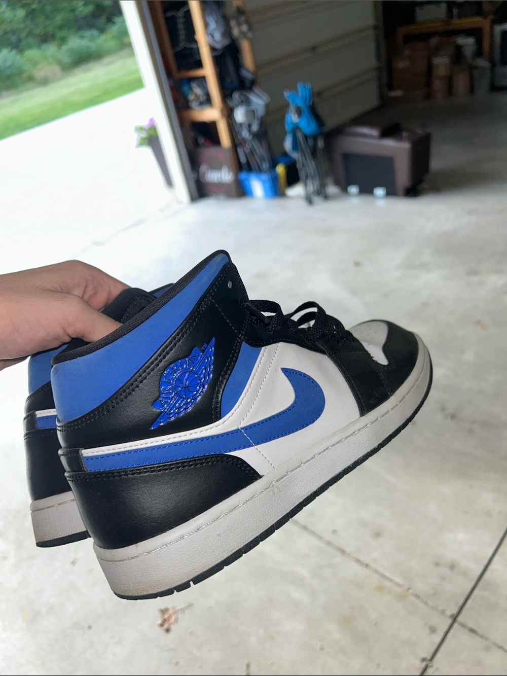 Jordan Kids Mid-Top Sneakers in Black, White & Blue